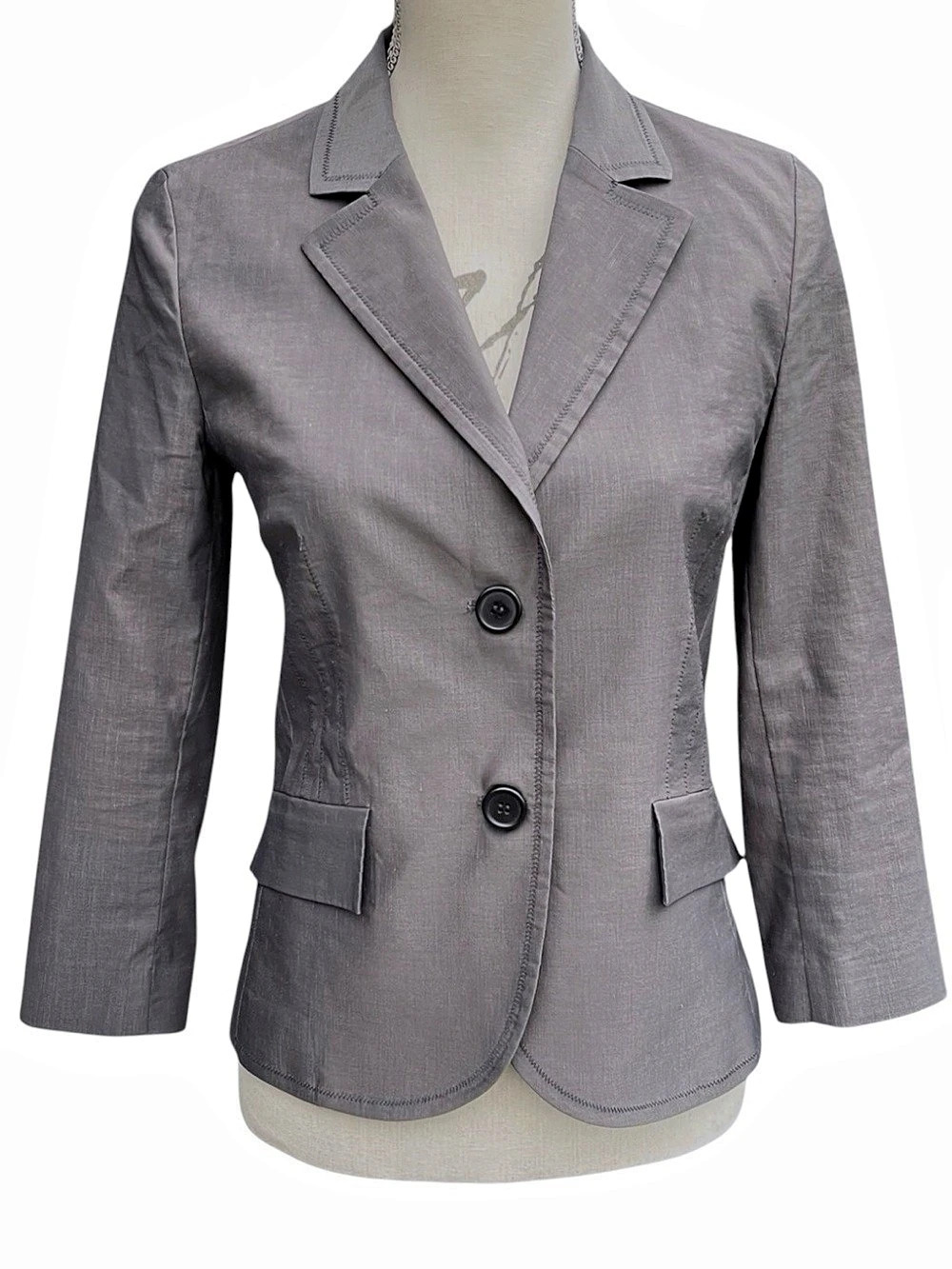 Teenflo Grey Tailored Linen Blend Blazer Jacket (6)